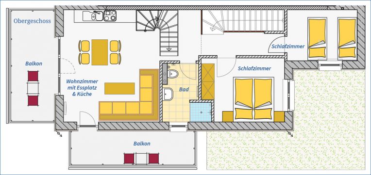 Grundriss Apartment Typ B Obergeschoss